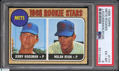 1968 Topps Mets Rookies Koosman Nolan Ryan RC Rookie PSA 6 #177