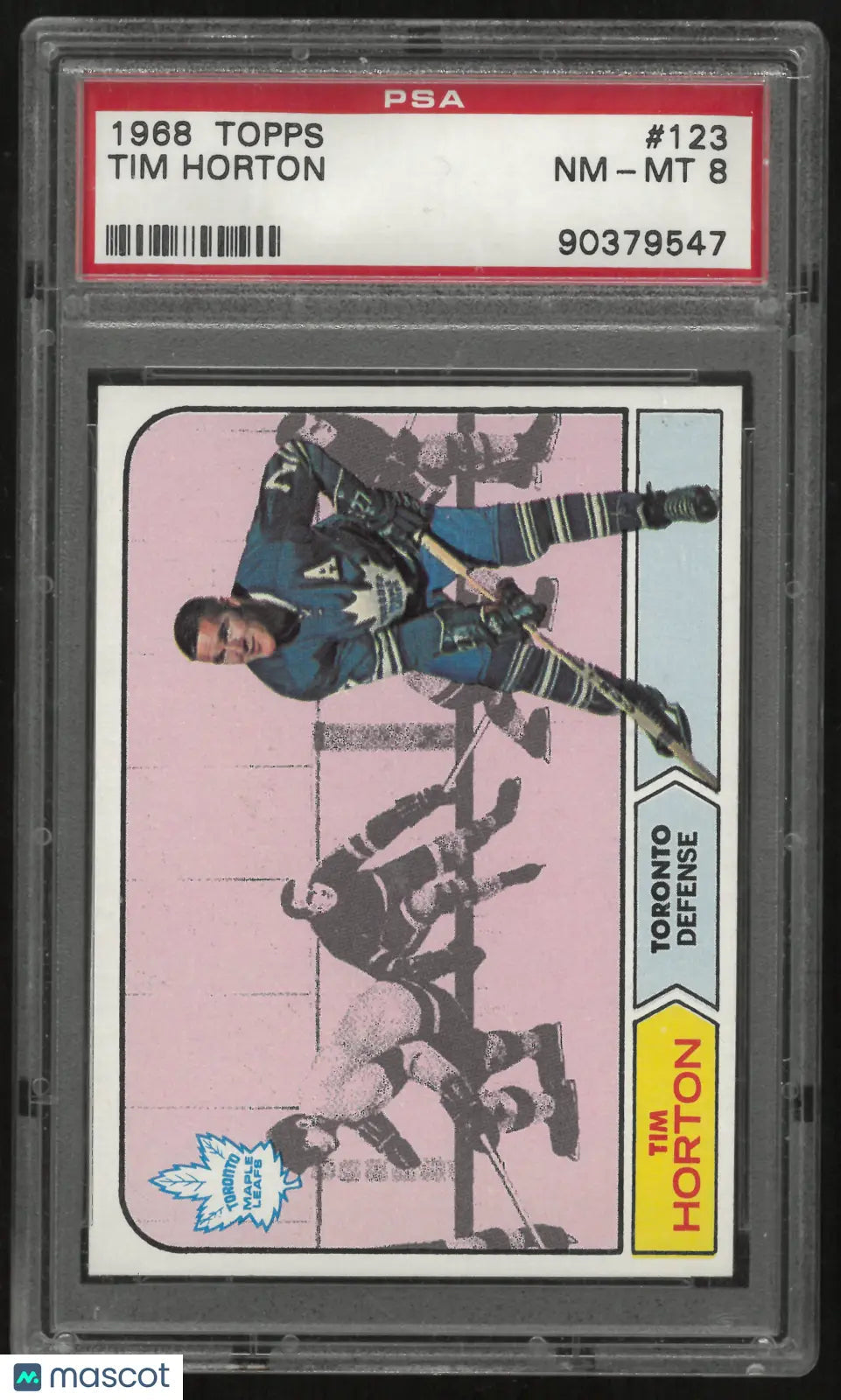 1968 Topps Hockey Tim Horton PSA 8