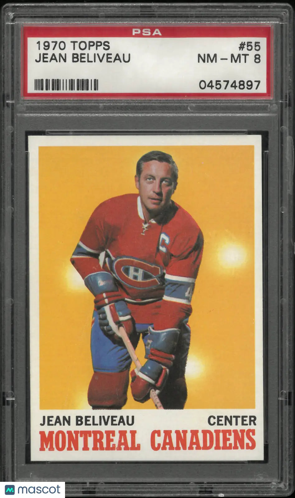 1970 Topps Hockey Jean BeliveauePSA 8