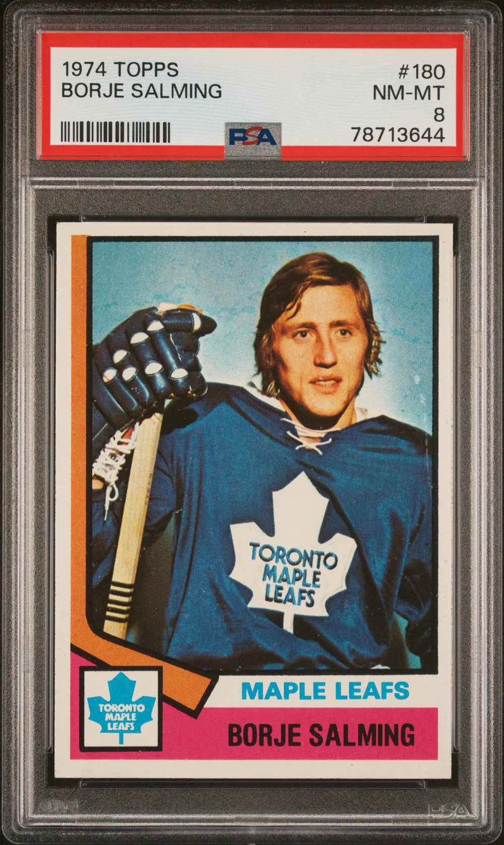 1974 Topps Hockey Rookie Borje Salming #180 PSA 8