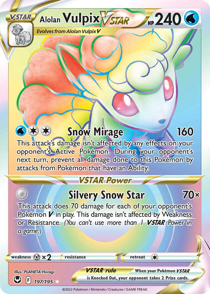 Alolan Vulpix Vstar 197 195 Silver Tempest Holofoil