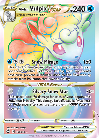 Alolan Vulpix Vstar 197 195 Silver Tempest Holofoil