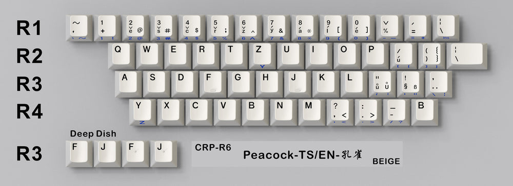HammerWorks CRP Peacock Alphas 54 Key Cherry Profile Dye Sub Keycap Set