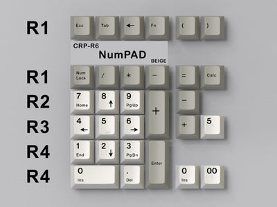 HammerWorks CRP Numpad Beige 30 Key Cherry Profile Dye Sub Keycap Set