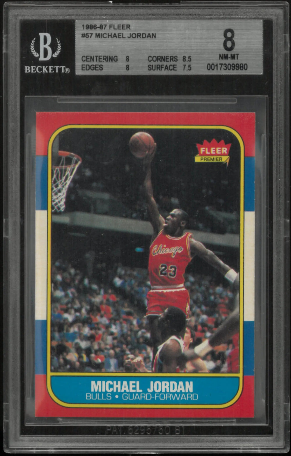 1986-87 Fleer Basketball Michael "GOAT" Jordan RC Rookie BGS 8 #57