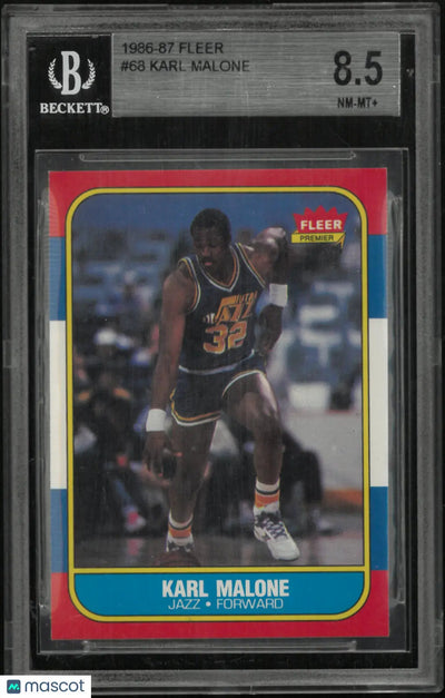 1986 Fleer Basketball Karl Malone #68 BGS 8.5