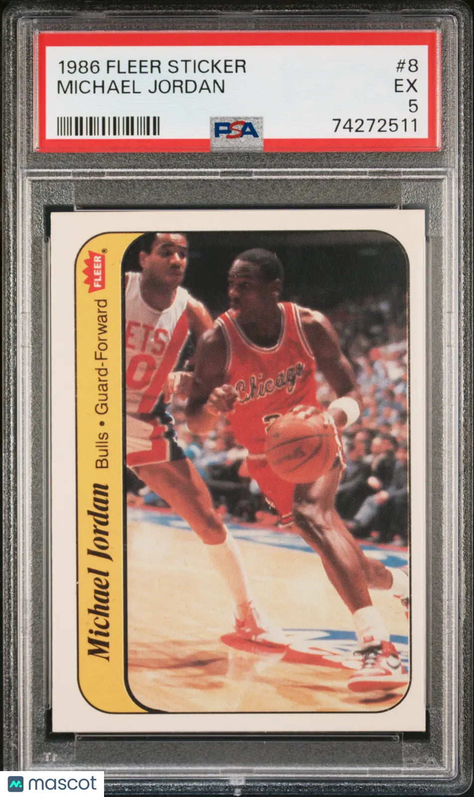 1986 Fleer Sticker Michael Jordan RC Rookie #8 PSA 5