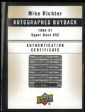 1990-91 Upper Deck Autographed Mike Richter Rookie RC /25
