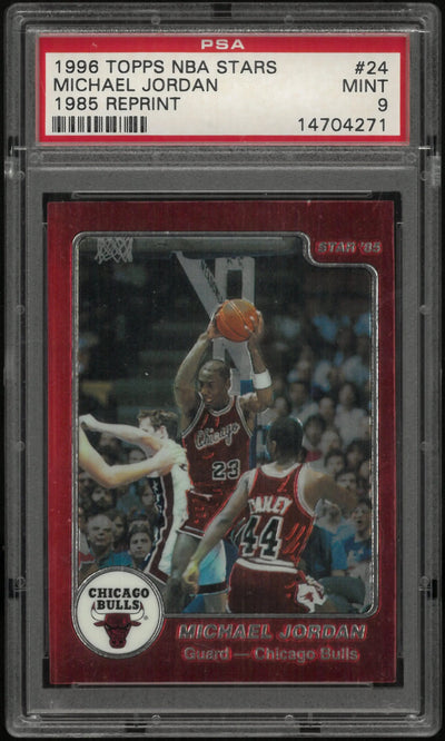 1996 Topps NBA Stars REPRINT Rookie Michael Jordan #24 1985 PSA 9