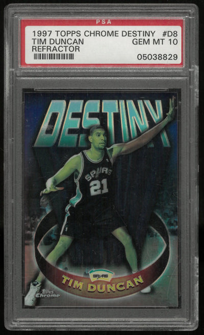 1997 Topps Chrome Basketball Destiny Tim Duncan Refractor PSA 10 #D8