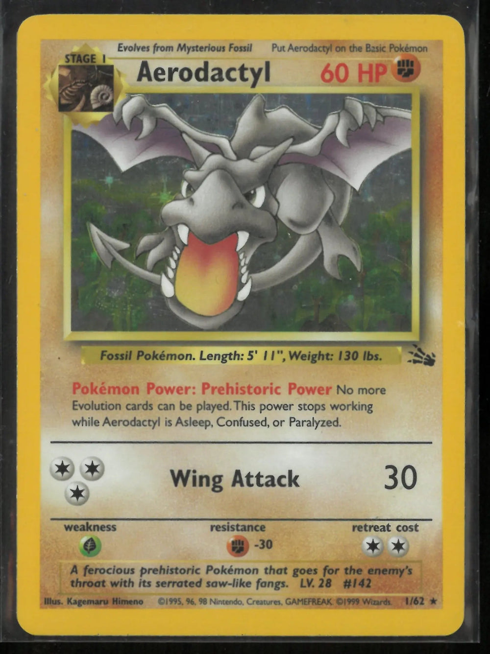 1999 Pokemon Fossil Aerodactyl Holo Rare 1/62