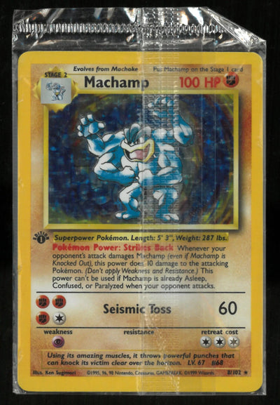 1999 Pokemon Base Set 1st Edition Machamp Holo Rare 8/102 LP
