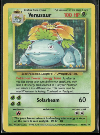 1999 Pokemon Base Set Unlimited Holo Rare Venusaur 15/102 LP