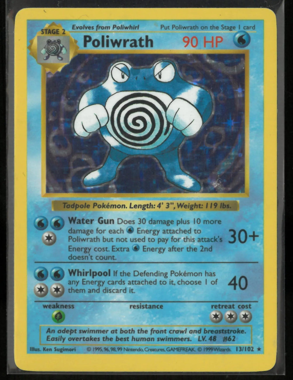 1999 Pokemon Base Set Unlimited Poliwrath Holo Rare 13/102