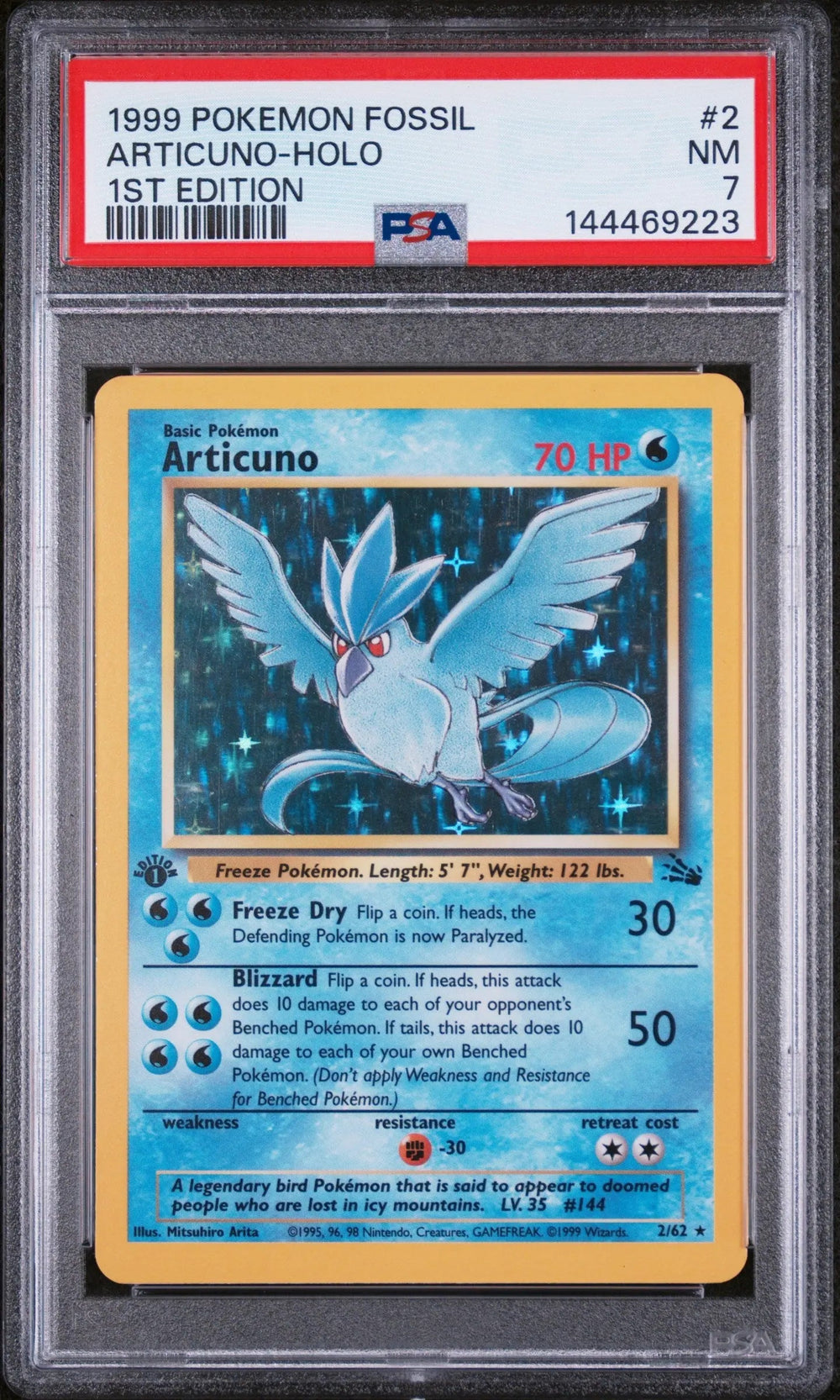 1999 Pokemon Fossil Articuno Holo 1st Edition PSA 7 2/62