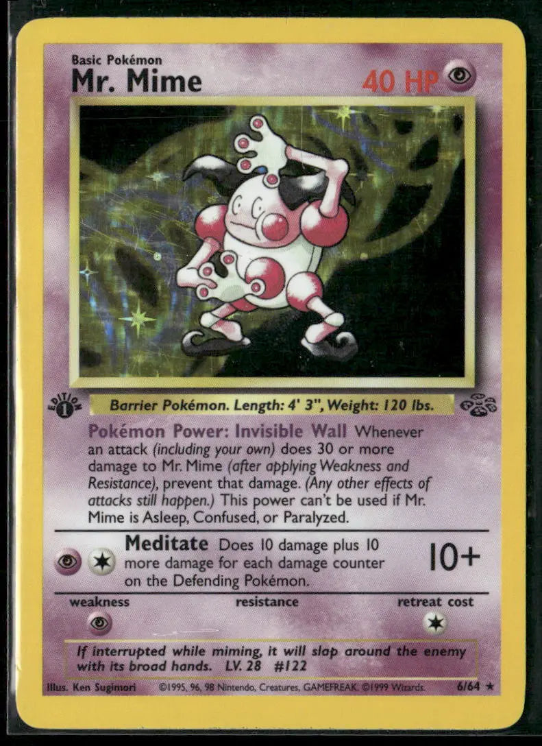 1999 Pokemon Jungle 1st Edition Holofoil Mr. Mime 6/64