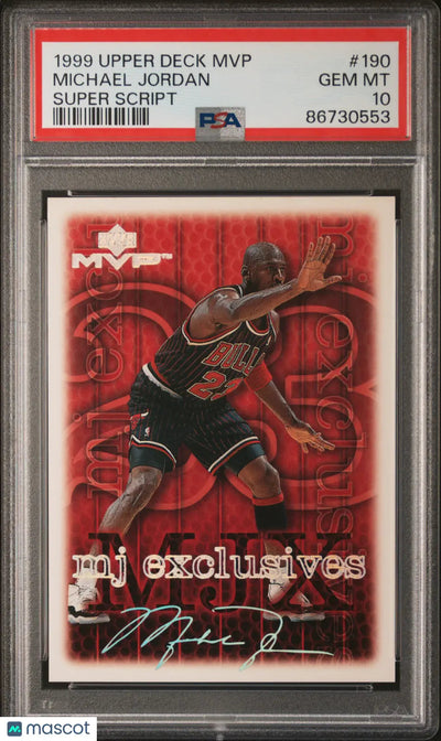 1999 Upper Deck MVP Basketball Michael Jordan #190 Super Script PSA 10