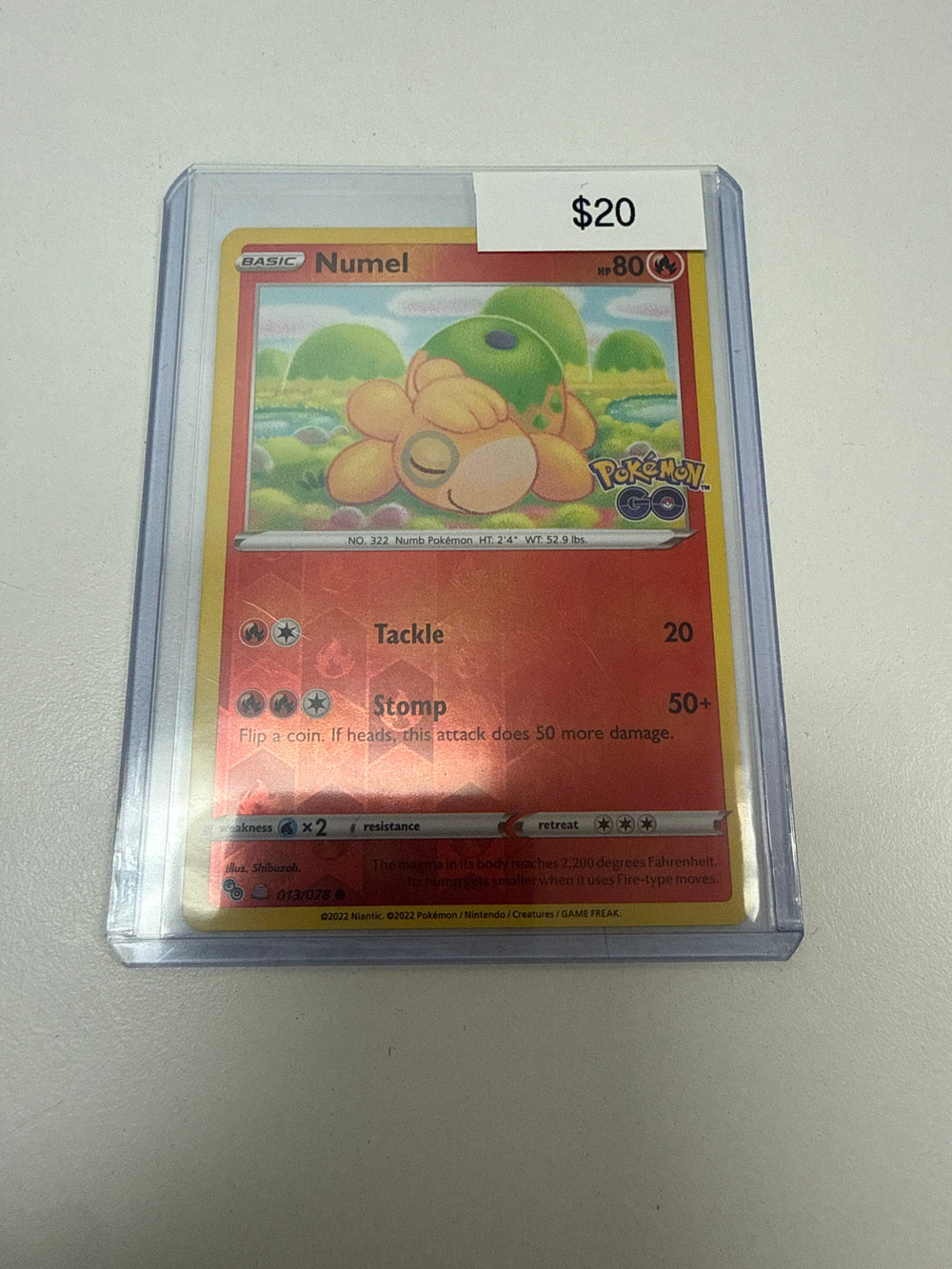 Pokemon Numel Reverse Holo Pokemon Go Stamp #013/078