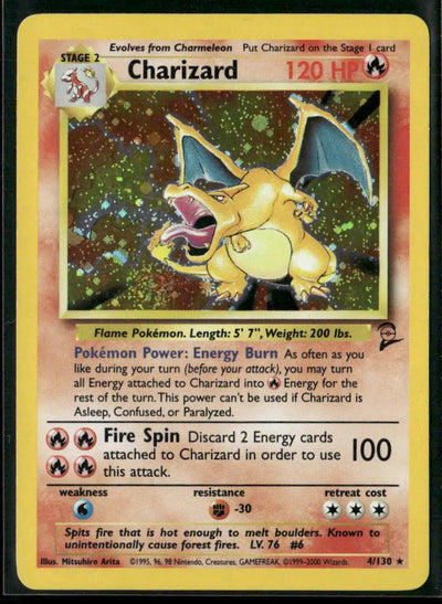 2000 Pokemon Base Set 2 Holo Rare Charizard 4/130 LP