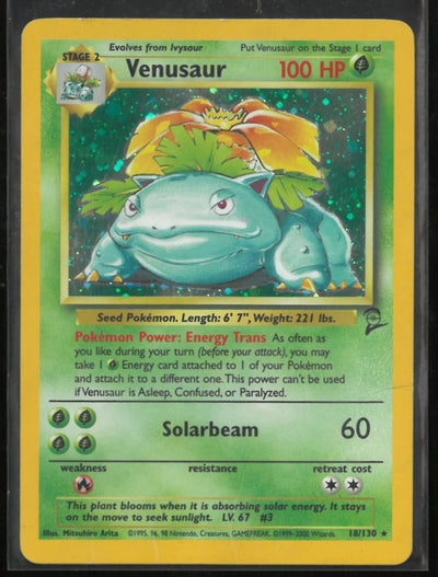 2000 Pokemon Base Set 2 Venusaur Holo Rare 18/130 LP