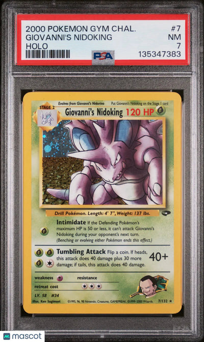 2000 Pokemon Gym Challenge Giovanni's Nidoking Holo PSA 7 7/132