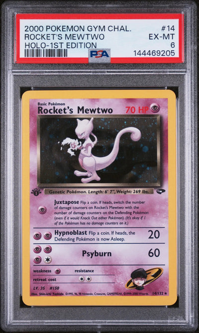 2000 Pokemon Gym Challenge Rocket's Mewtwo Holo-1st Edition PSA 6 14/132