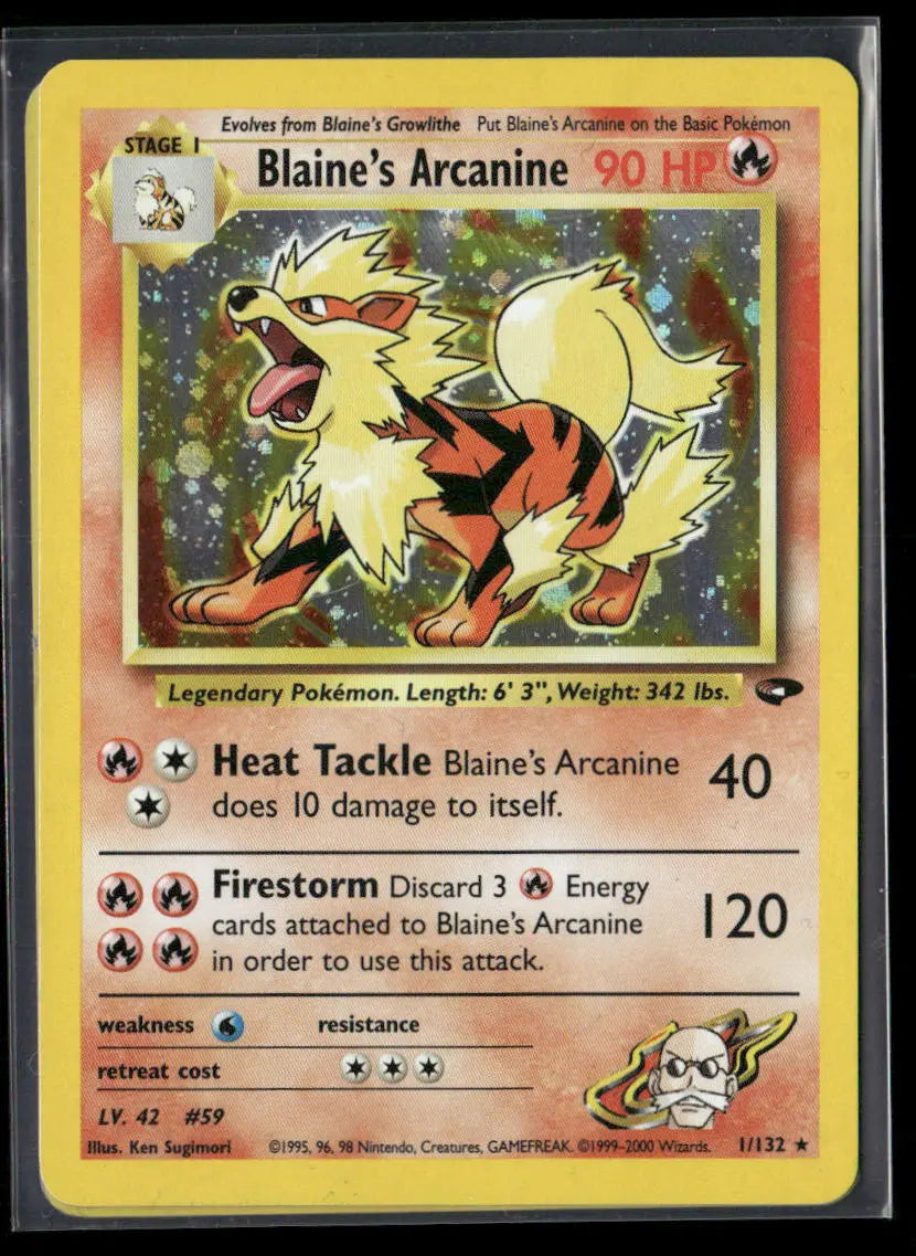 2000 Pokemon Gym Challenge Unlimited Holofoil Blaine's Arcanine 1/132