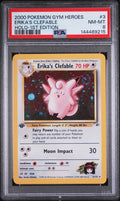 2000 Pokemon Gym Heroes Erika's Clefable Holo-1st Edition PSA 8 3/132