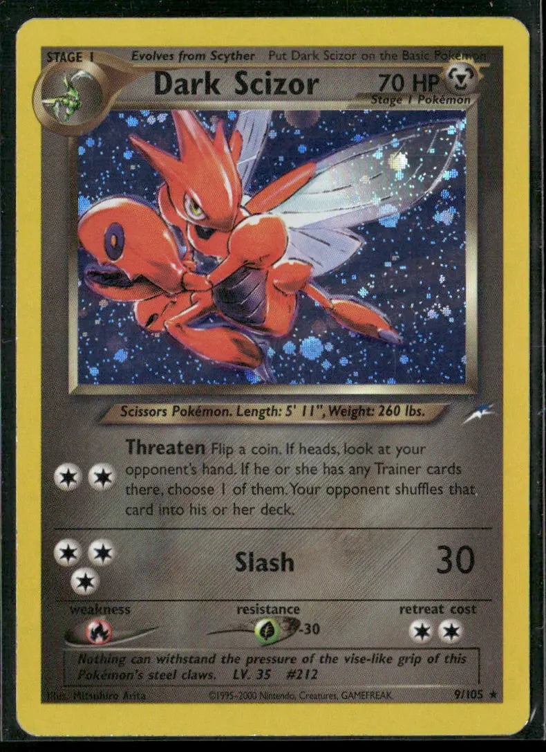 2000 Pokemon Neo Destiny Unlimited Holofoil Dark Scizor 9/105