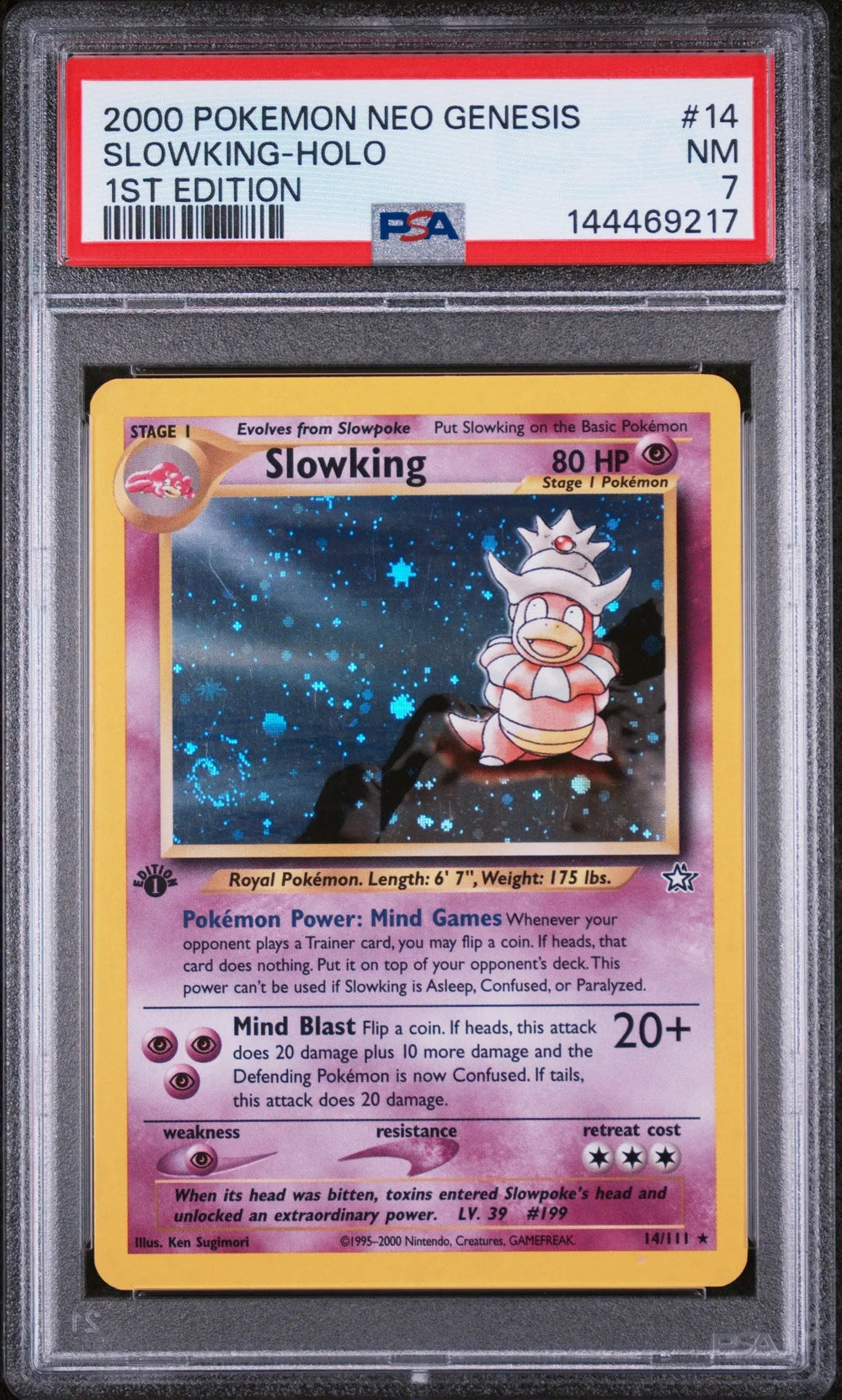 2000 Pokemon Neo Genesis 1st Edition Slowking Holo PSA 7 14/111