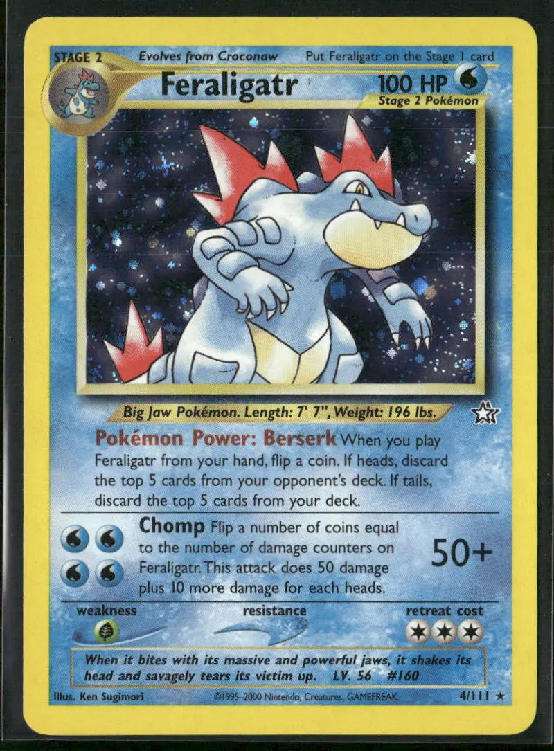2000 Pokemon Neo Genesis Unlimited Holofoil Feraligatr 4/111