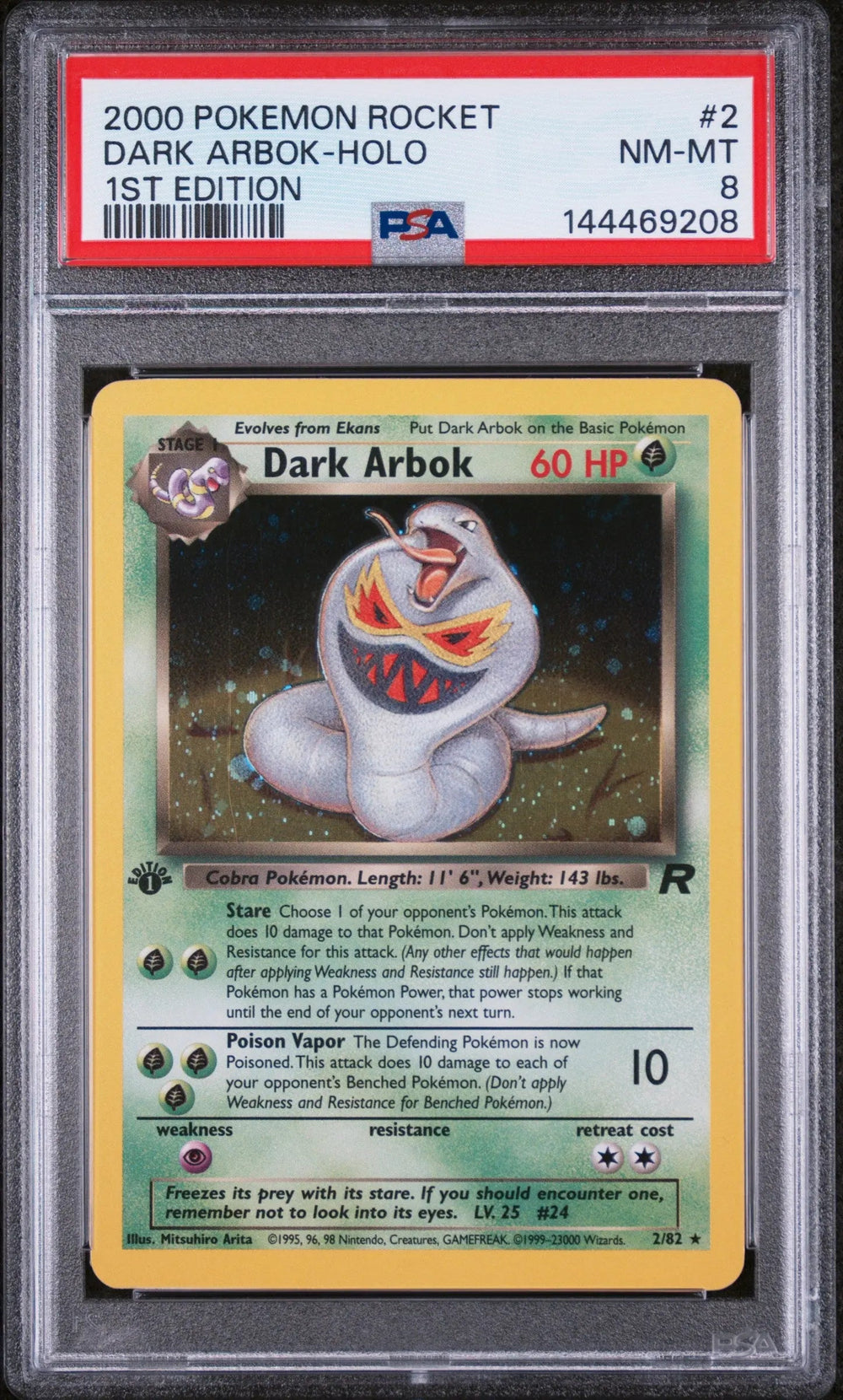2000 Pokemon Rocket Dark Arbok Holo 1st Edition PSA 8 2/82