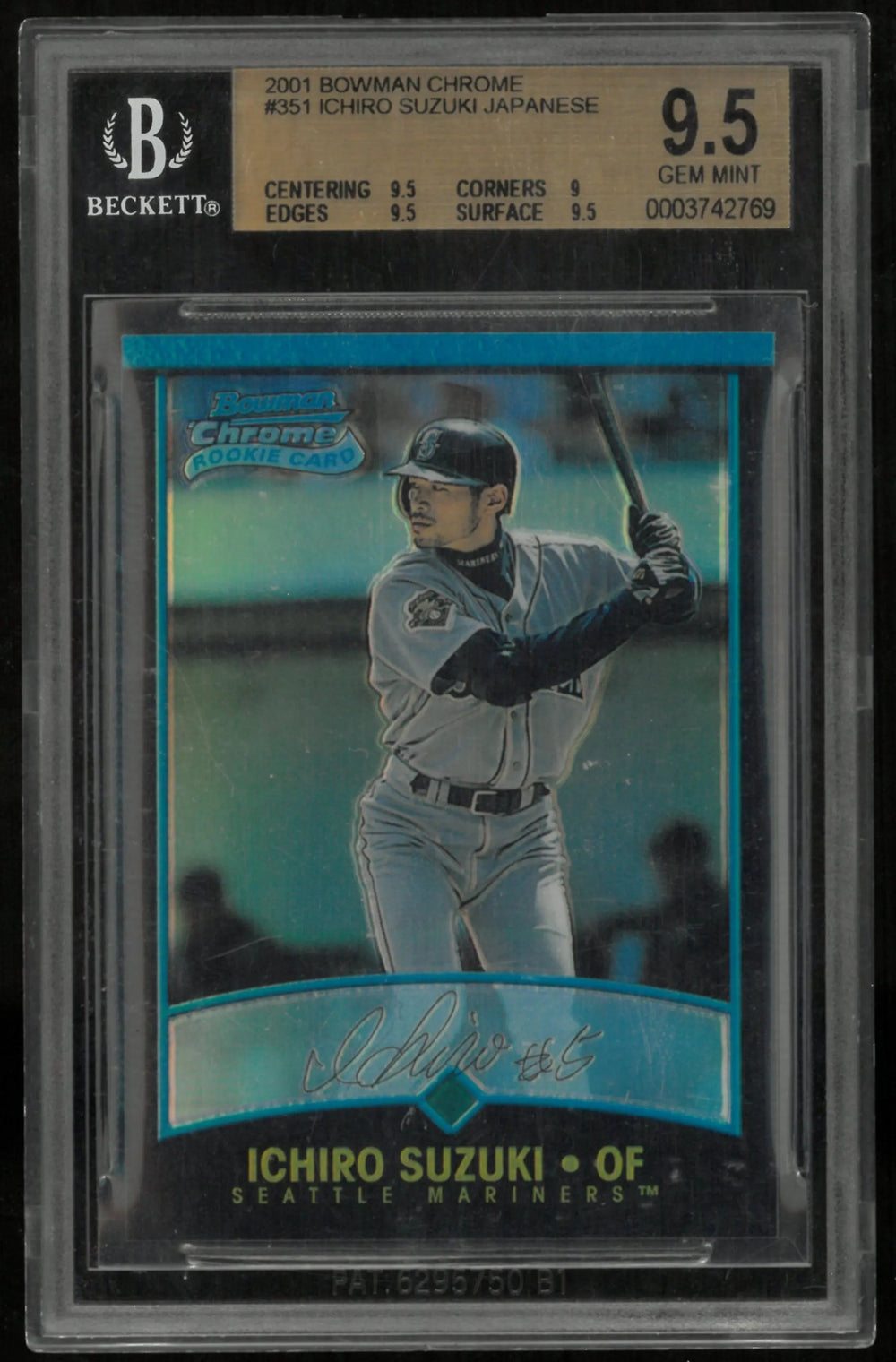 2001 Bowman Chrome Ichiro Suzuki RC Rookie Japan #351B BGS 9.5