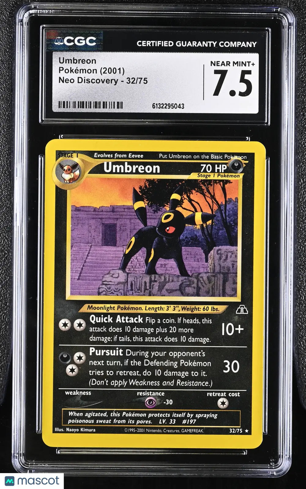 2001 Pokemon Neo Discovery Umbreon CGC 7.5 #32/75