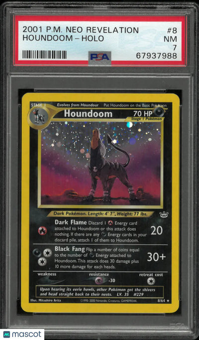 2001 Pokemon Neo Revelation Houndoom Holo 8/64 PSA 7