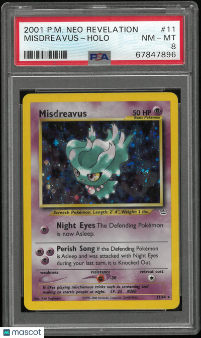 2001 Pokemon Neo Revelation Misdreavus Holo 11/64 PSA 8
