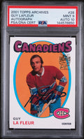 2001 Topps Archives Hockey Auto Guy La Fleur #28 PSA 9 Auto 10
