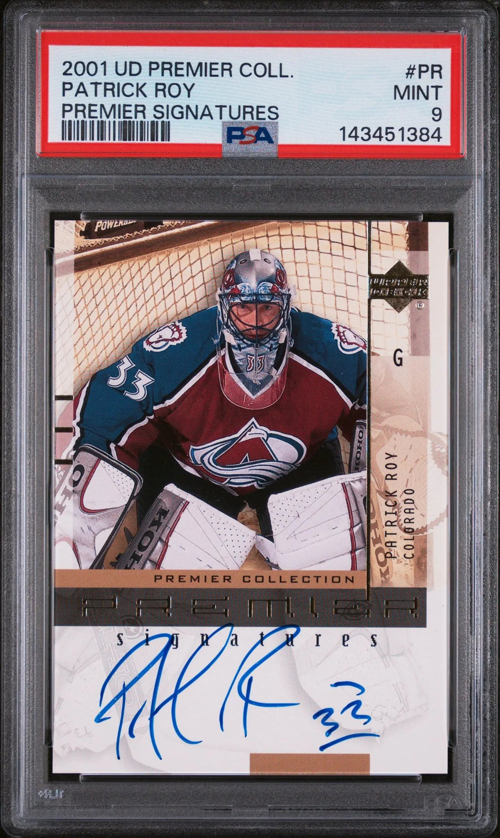 2001 Upper Deck Premier Collection Premier Signature Autograph Patrick Roy PSA 9