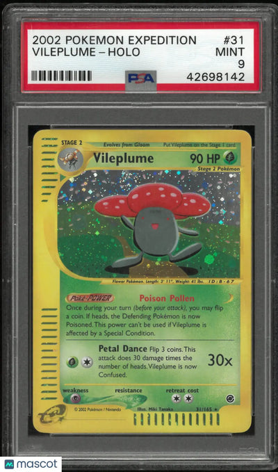 2002 Pokemon Expedition Holofoil Vileplume 31/165 SWIRL PSA 9