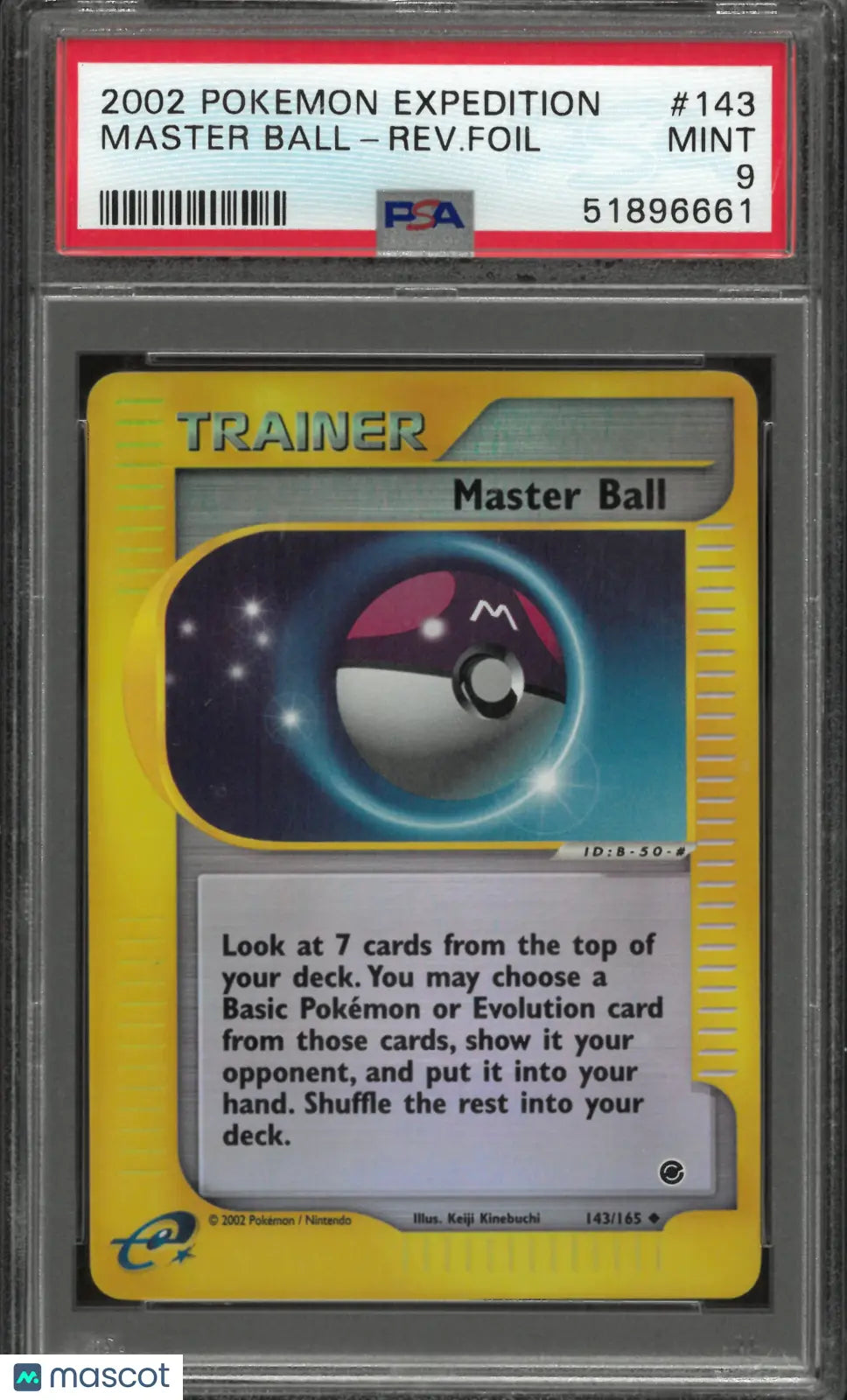 2002 Pokemon Expedition Uncommon Reverse Holofoil Master Ball 143/165 PSA 9