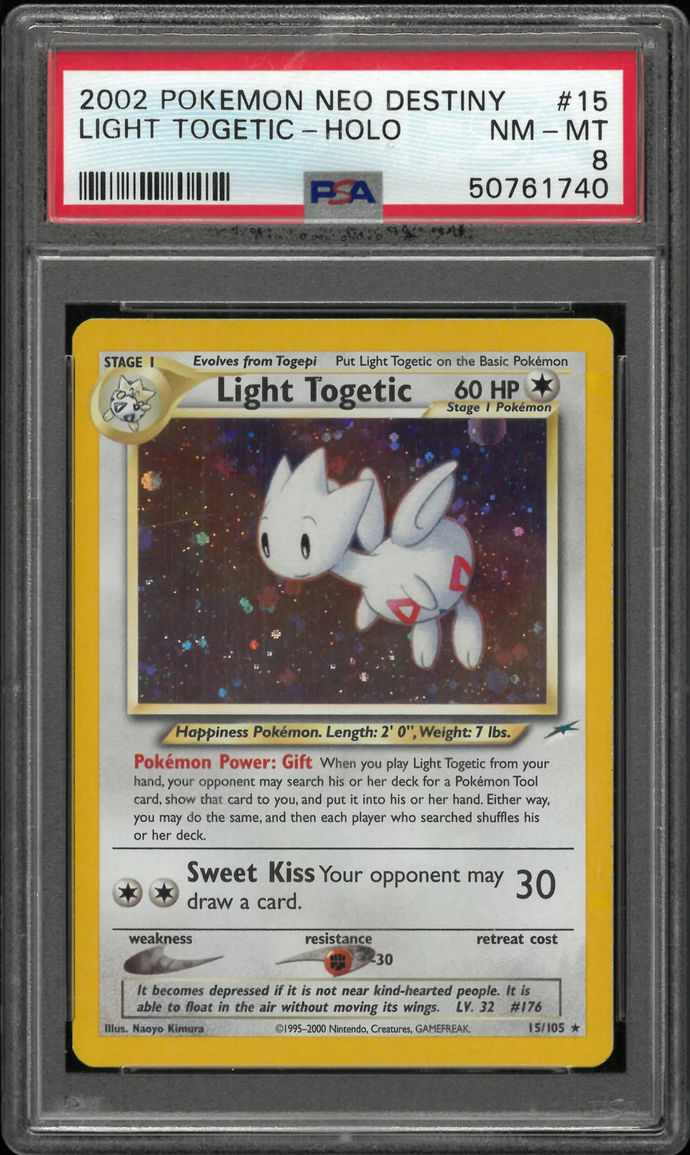 2002 Pokemon Neo Destiny Light Togetic Holo PSA 8 #15