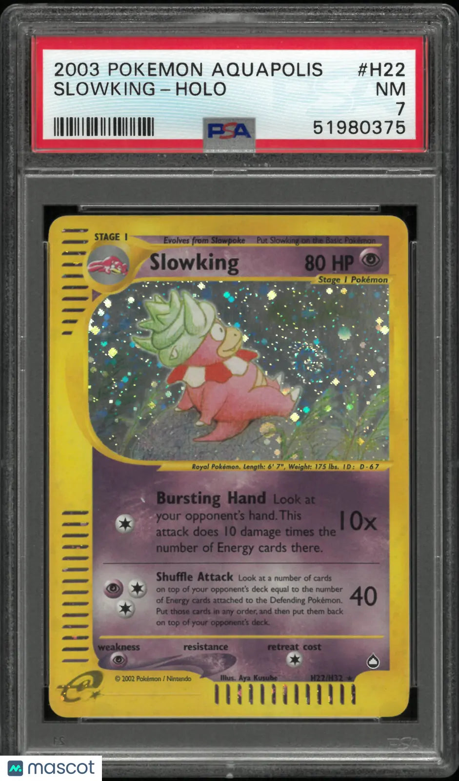 2003 Pokemon Aquapolis Slowking Holo Swirl H22/H32 PSA 7