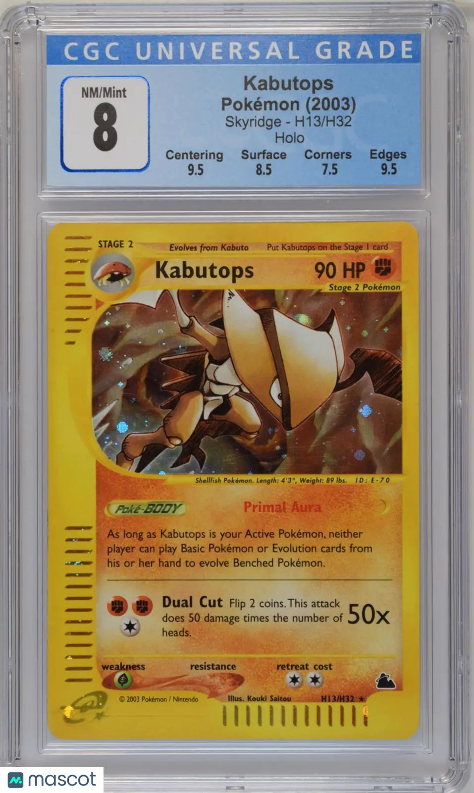 2003 Pokemon Skyridge Holo Rare Kabutops H13/H32 CGC 8