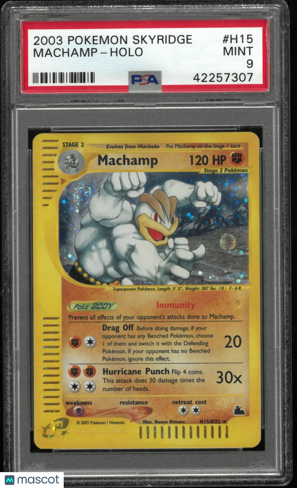 2003 Pokemon Skyridge Machamp Holo Swirl H15/H32 PSA 9
