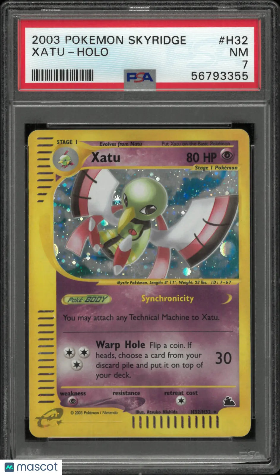 2003 Pokemon Skyridge Xatu Holo H32/H32 PSA 7