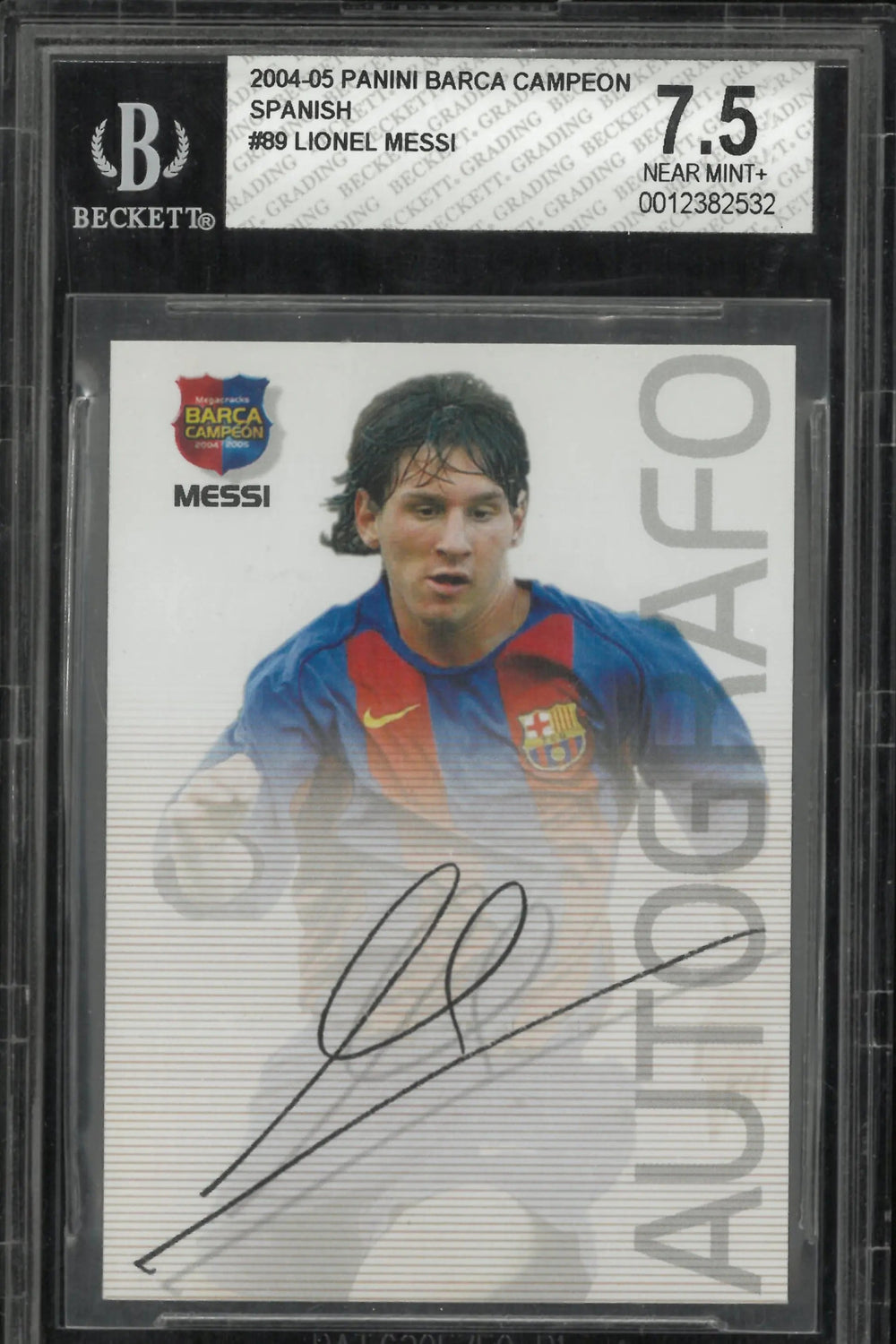 2004 Panini Mega Cracks Barca Campeon Spanish Lionel Messi RC Rookie #89 BGS 7.5