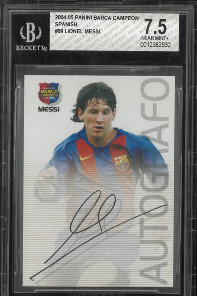2004 Panini Mega Cracks Barca Campeon Spanish Lionel Messi RC Rookie #89 BGS 7.5