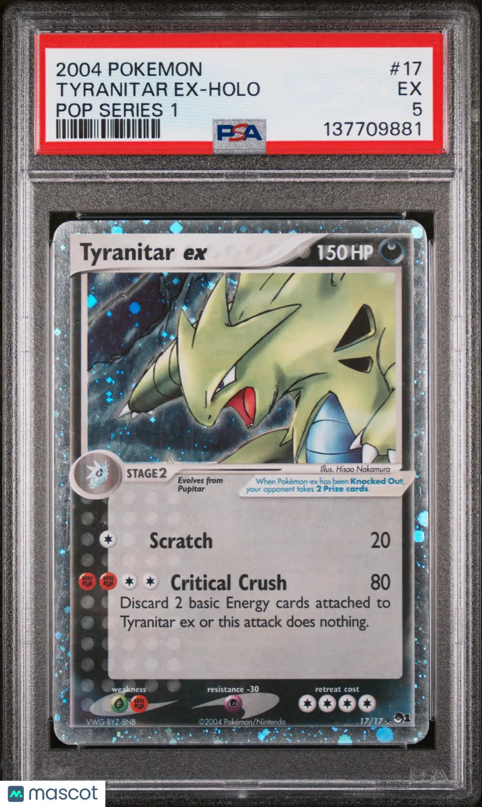 2004 Pokemon Pop Series 1 Tyranitar EX Holo Pop Series 1 PSA 5 17/17