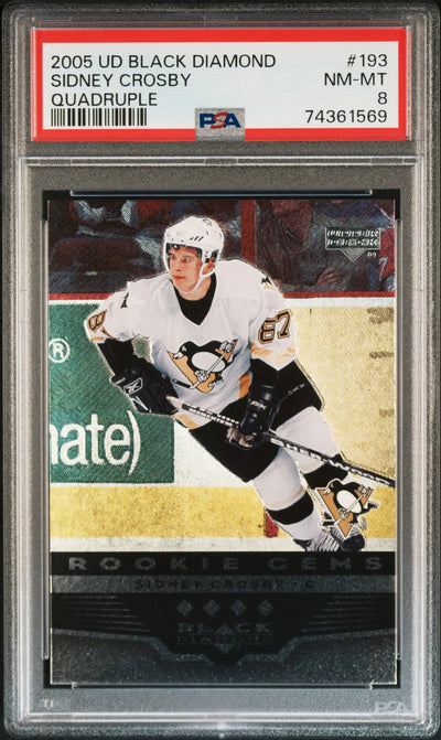 2005-06 Upper Deck Black Diamond Sidney Crosby RC Rookie Gems Quadruple PSA 8