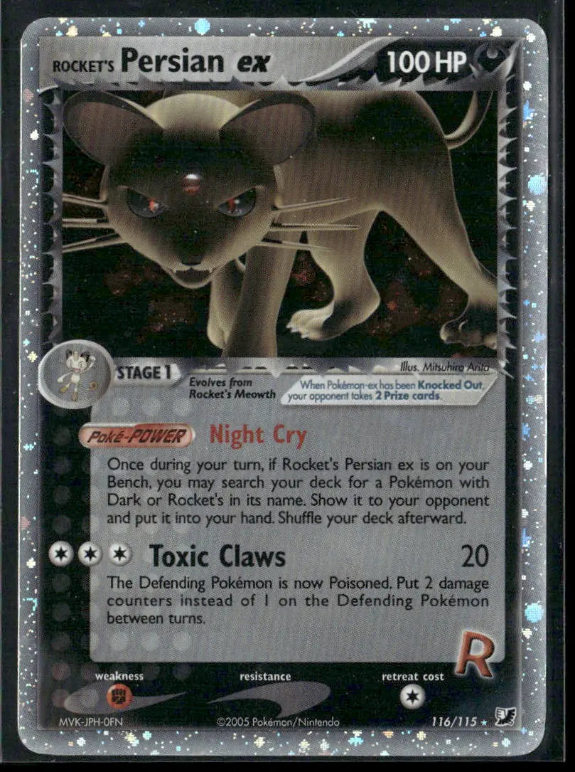 2005 Pokemon EX Unseen Forces Secret Rare Rocket's Persian ex 116/115